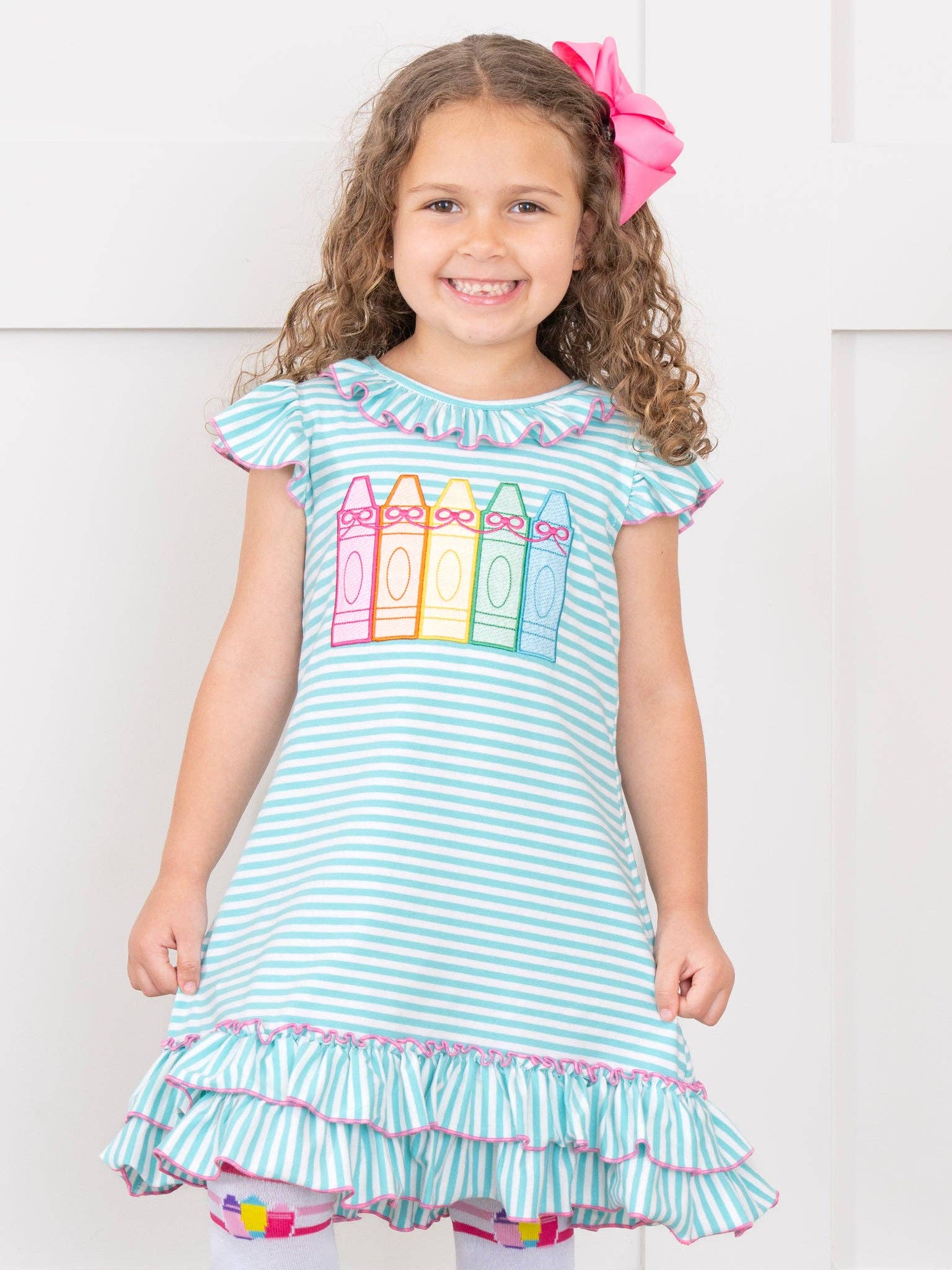 Color Me Happy Striped Crayon Cotton Dress