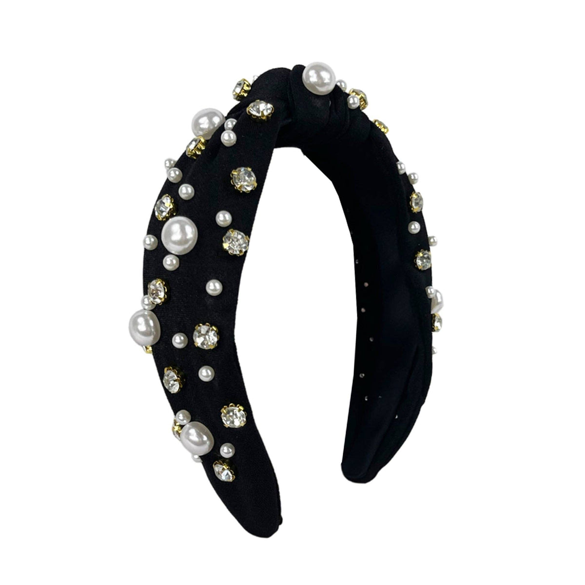 Pearl Top Knot Headband Black