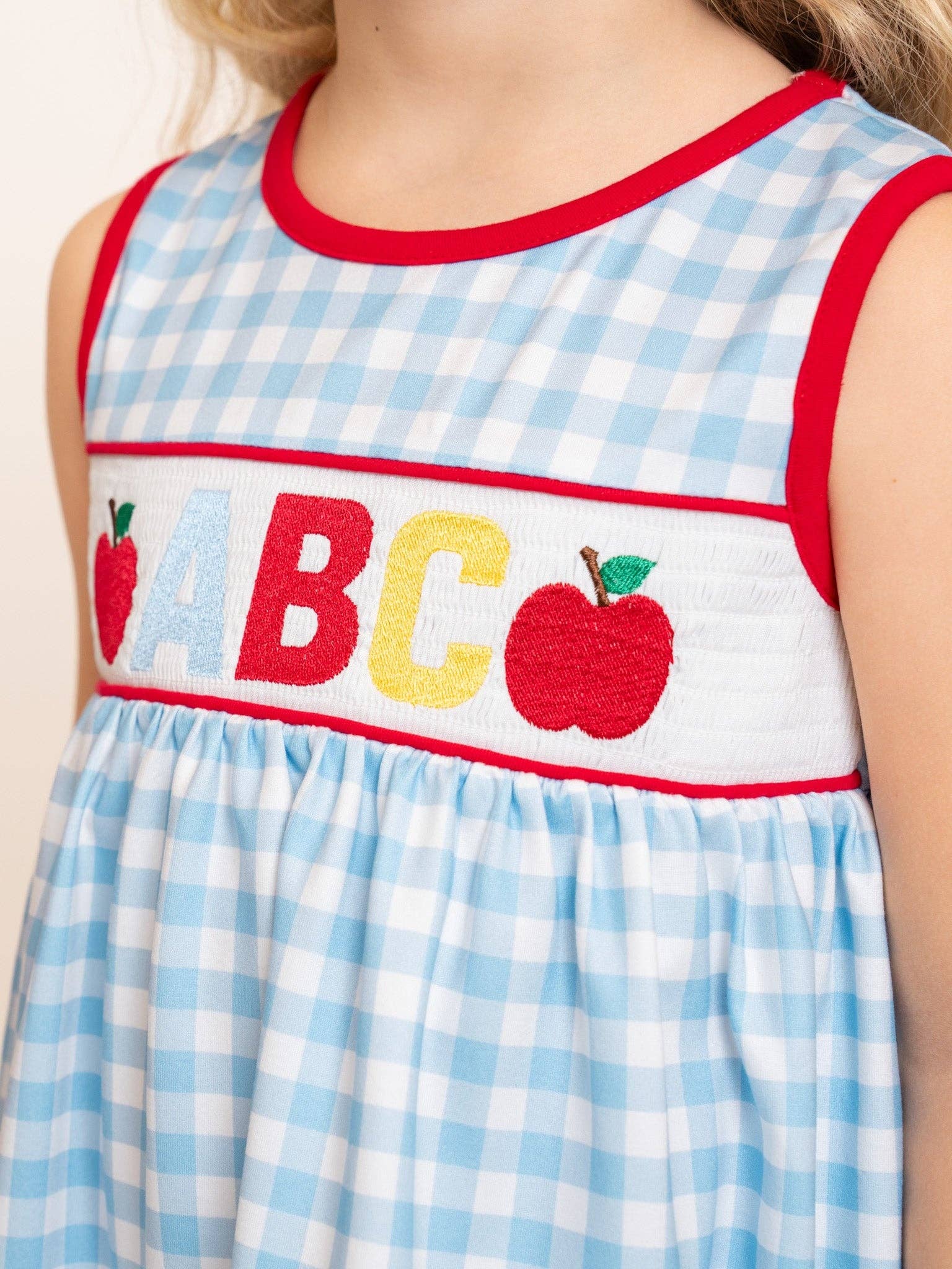 Smocked Alphabet Soup Gingham Outfit