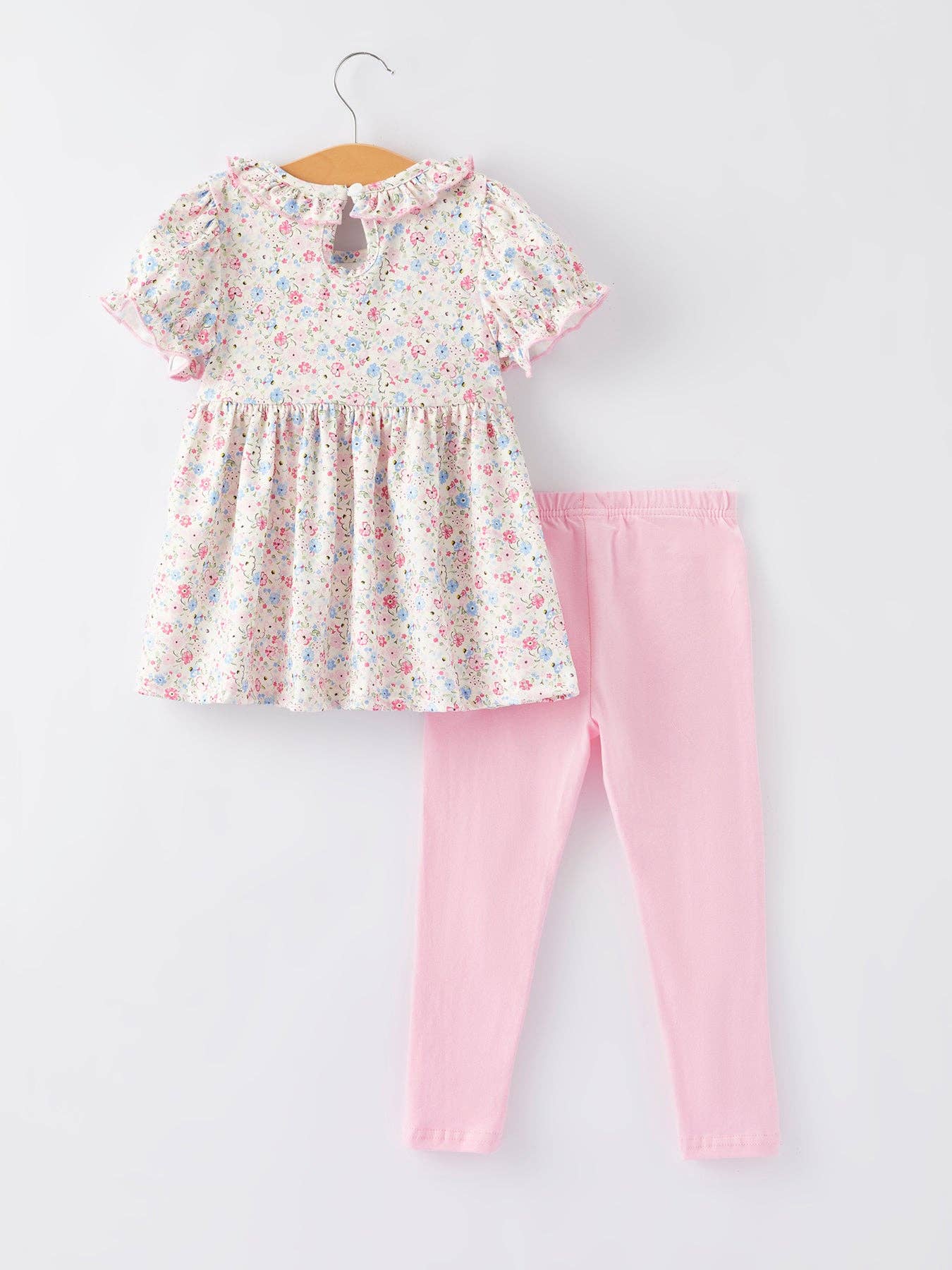 Football Smocking Embroidered Girls Outfit Set: 2