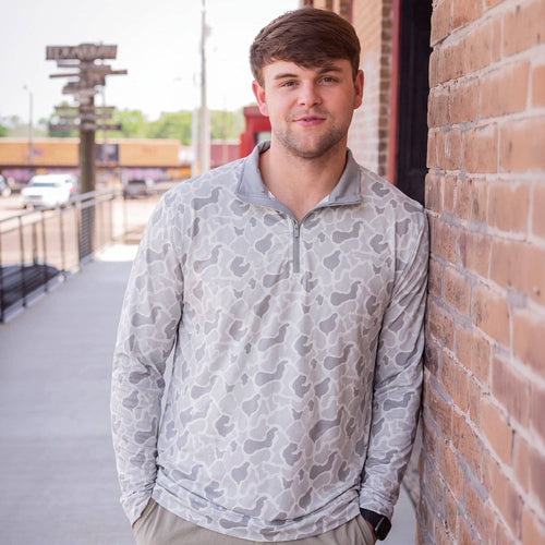 1/4 ZIP PULLOVER WHITE CAMO