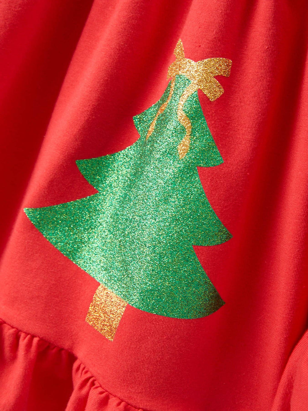 Christmas Tree Print Striped Girls Outfit Set: 3