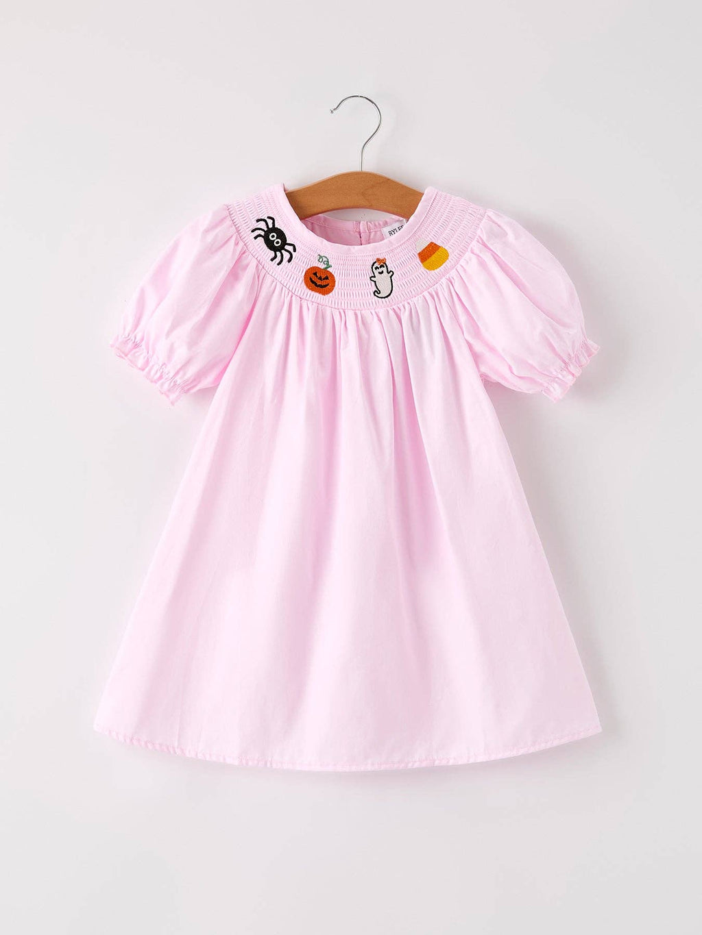 Fall Halloween Pink Spider Pumpkin Ghost Smock Embroidery Girl Dress: 2