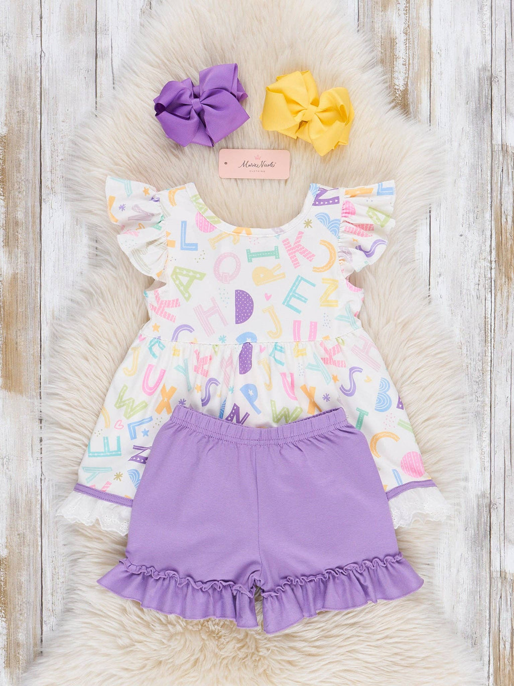 Learning Letters Lace Hem Outfit