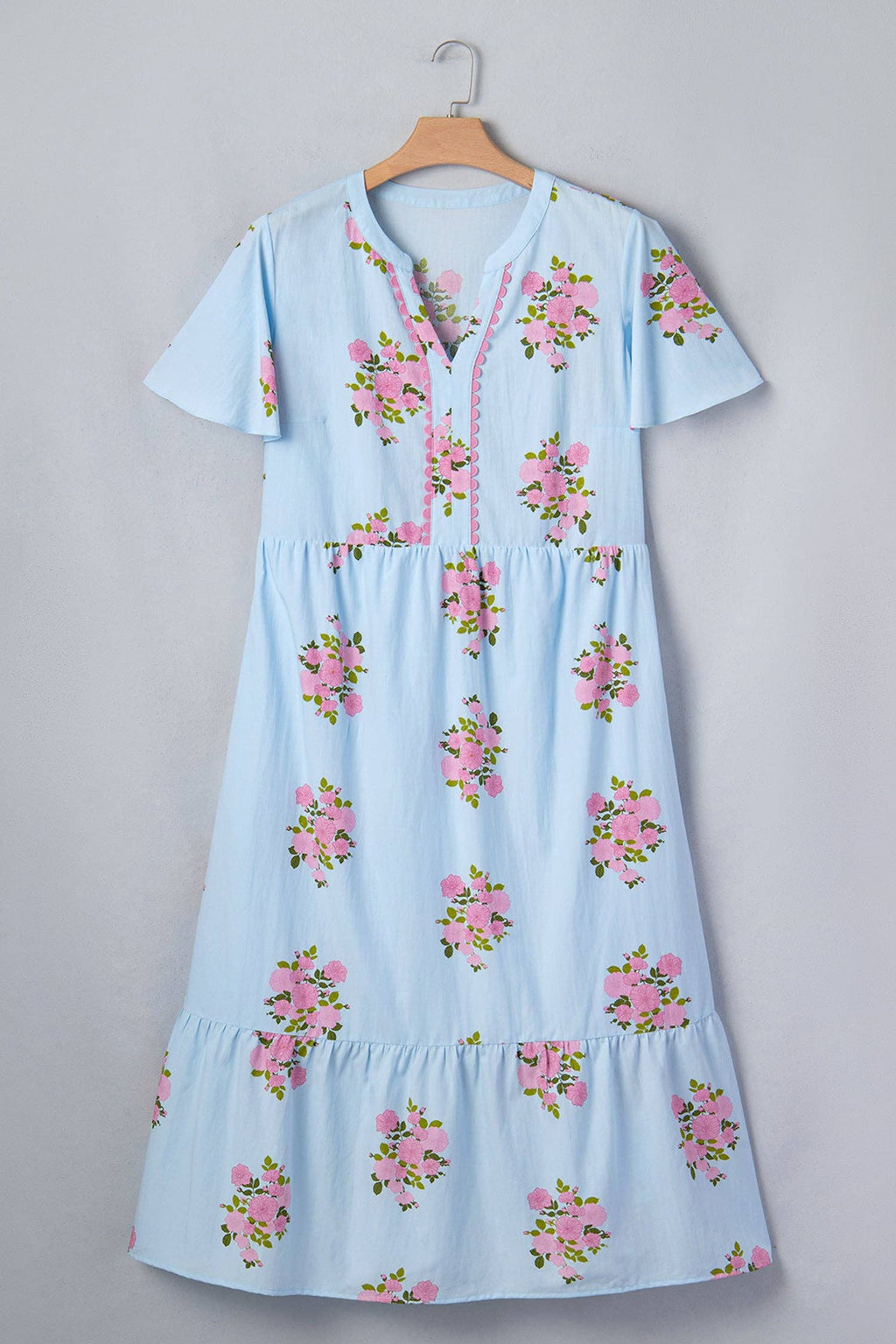 Plus Size Floral Scalloped Trim Maxi Dress