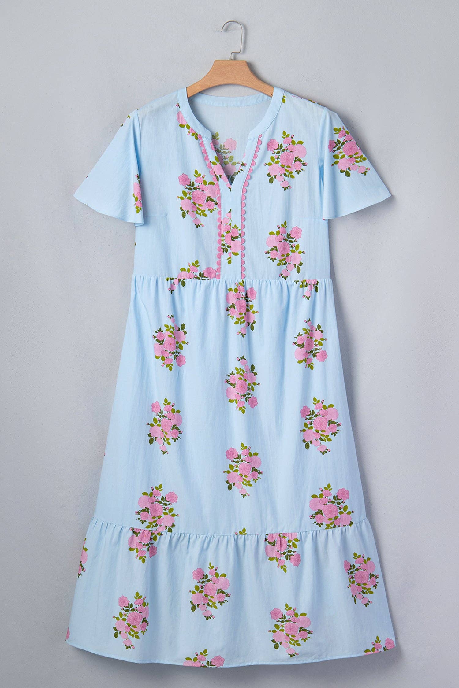 Plus Size Floral Scalloped Trim Maxi Dress