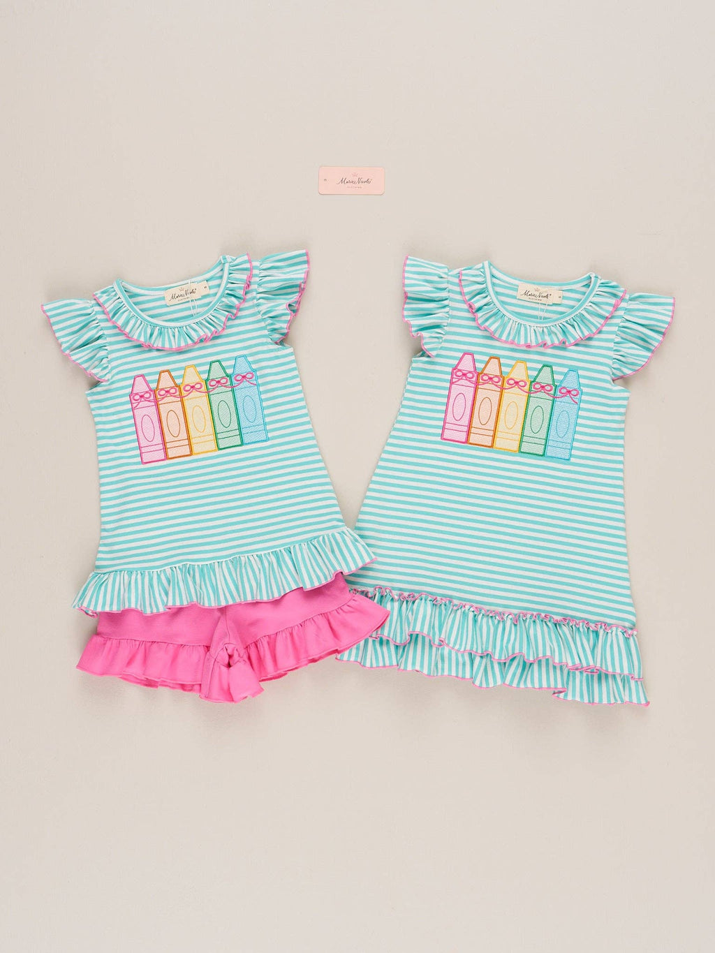 Color Me Happy Striped Crayon Cotton Outfit