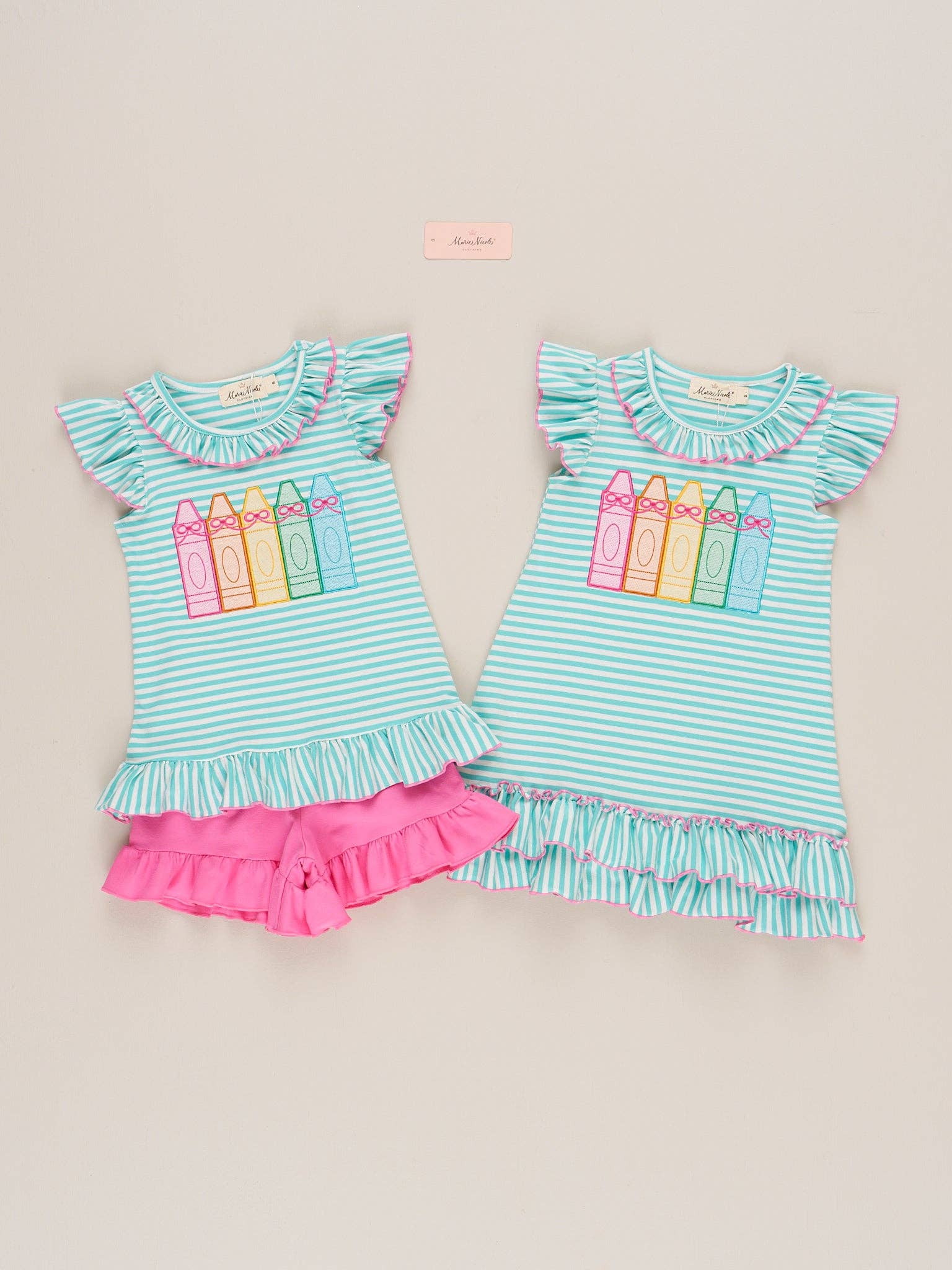 Color Me Happy Striped Crayon Cotton Outfit