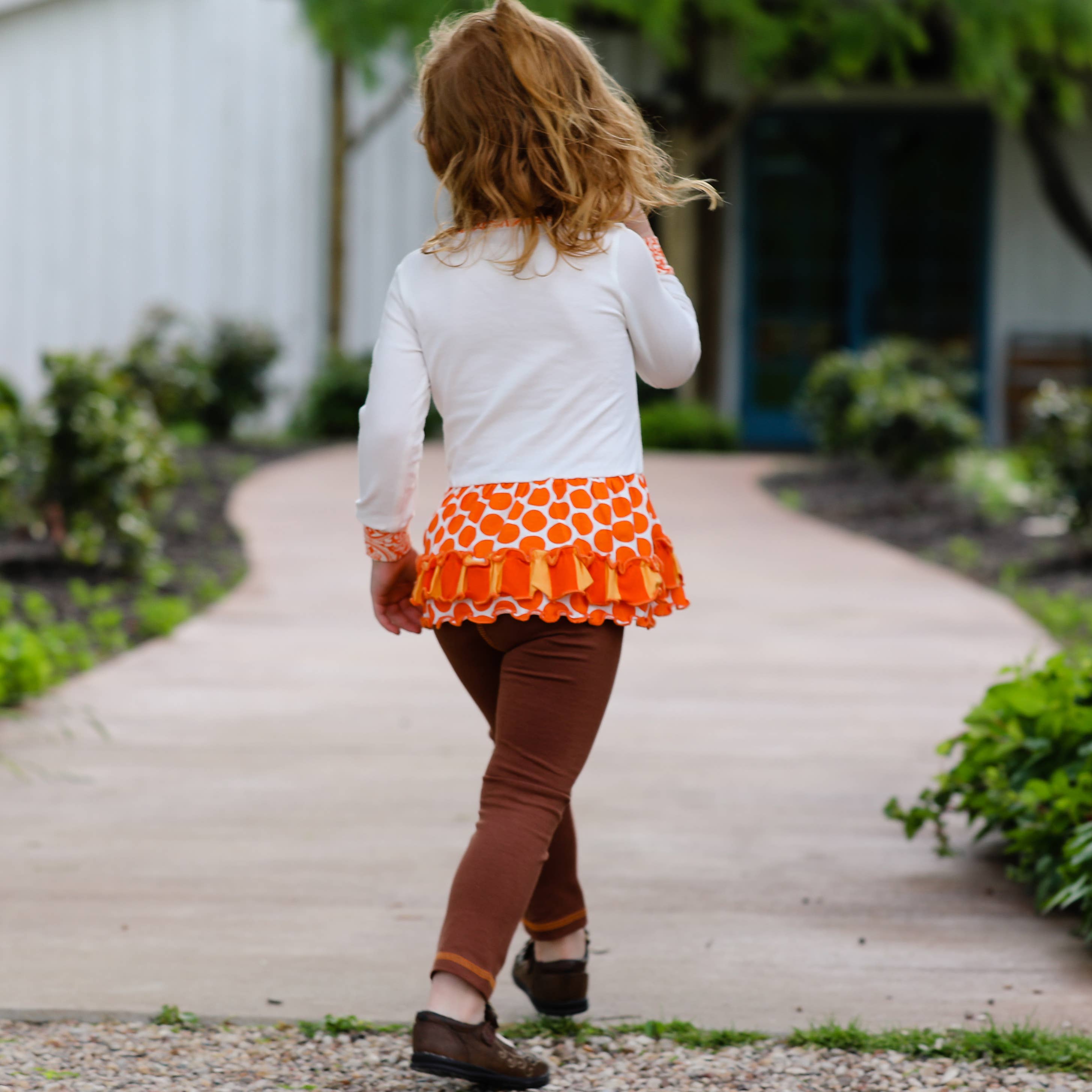 Girls Orange Thanksgiving Turkey Tunic & Leggings Clothing: 2-3T