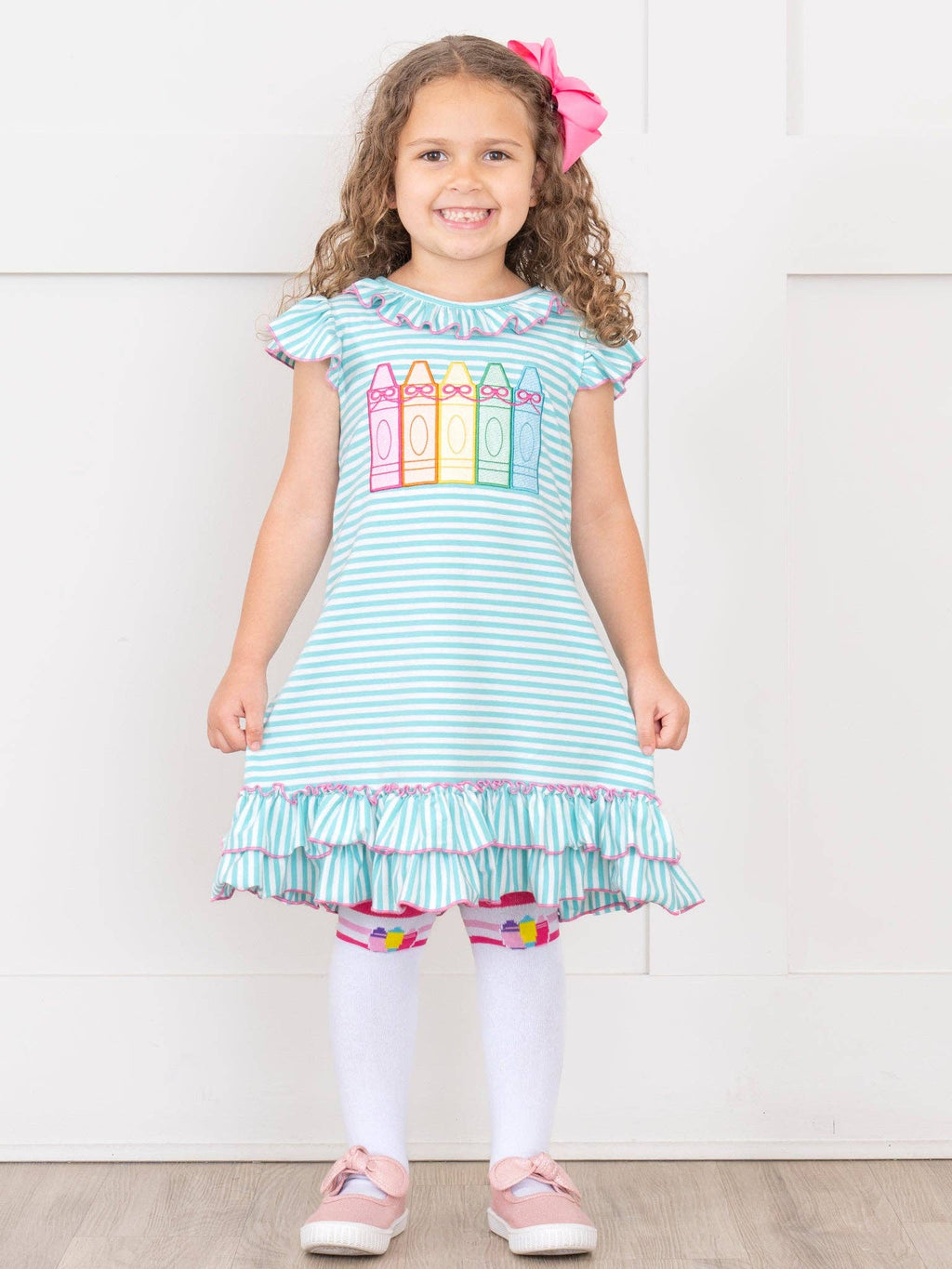 Color Me Happy Striped Crayon Cotton Dress