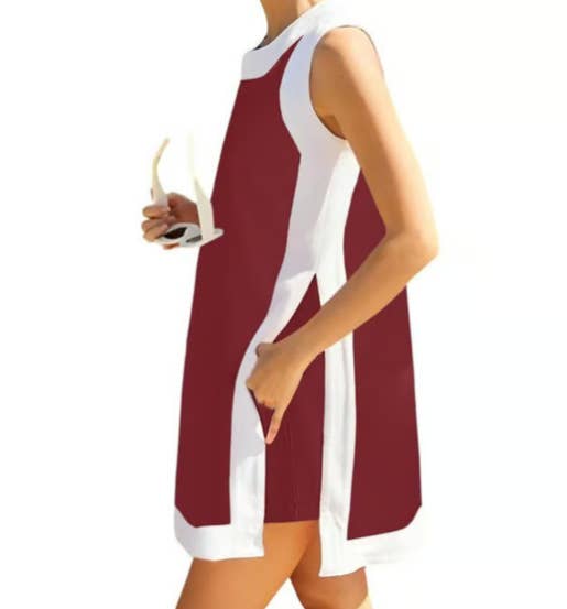 Color Block Side Slit Mini Dress & Shorts Casual Set
