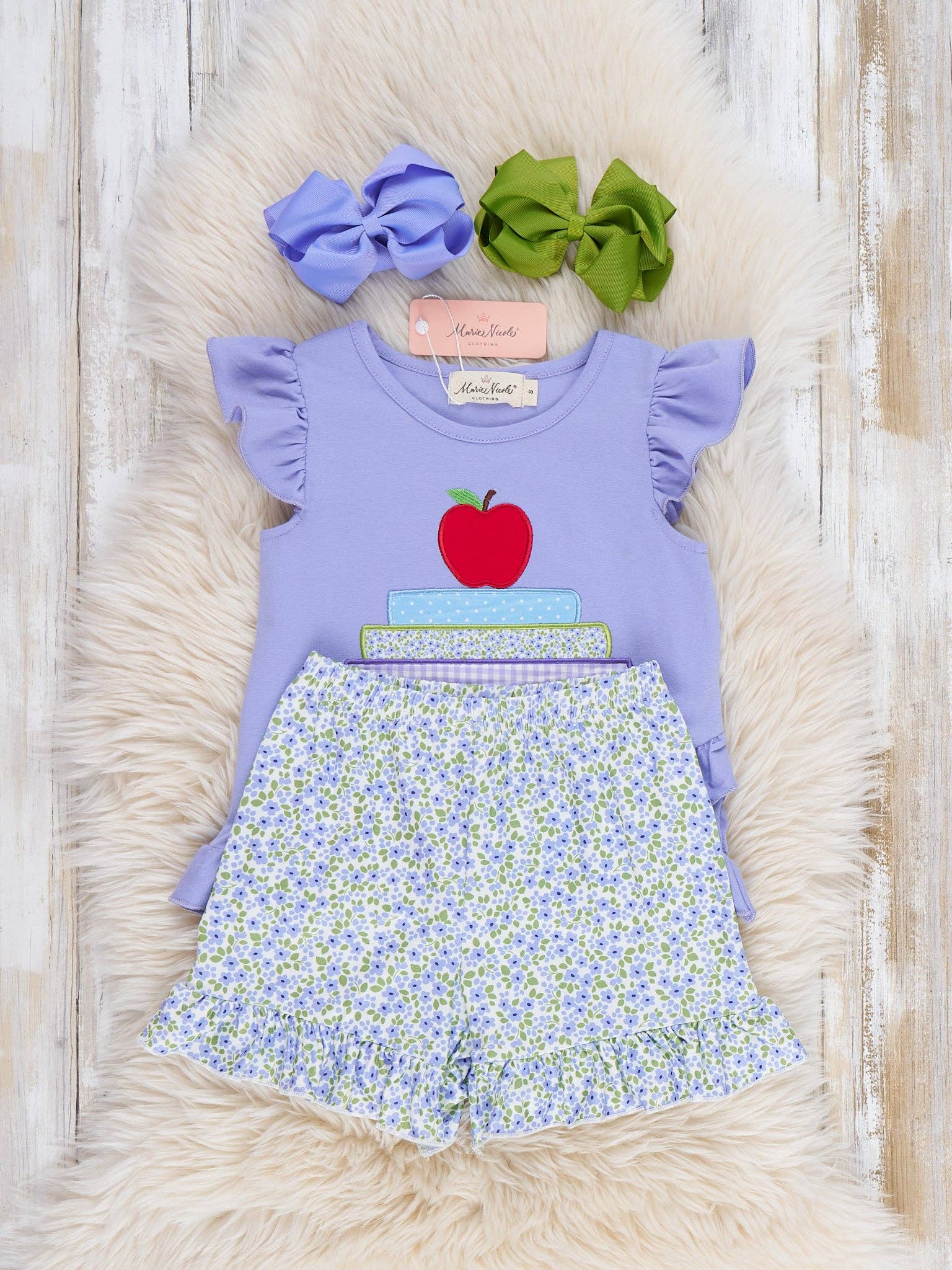 Apple Blossom Embroidered Ruffle Outfit