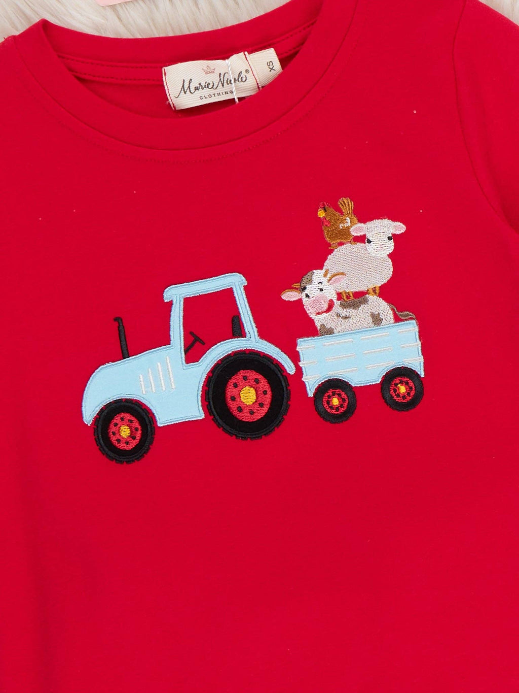 Little Tractor Helper Embroidered Plaid Outfit