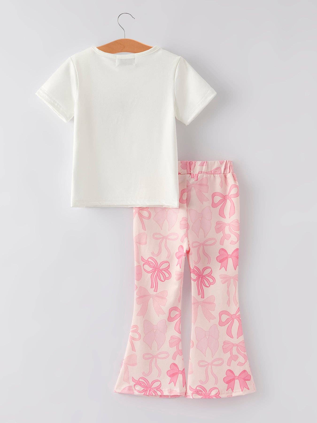 Girls Milk Silk Letters Bow Print Set