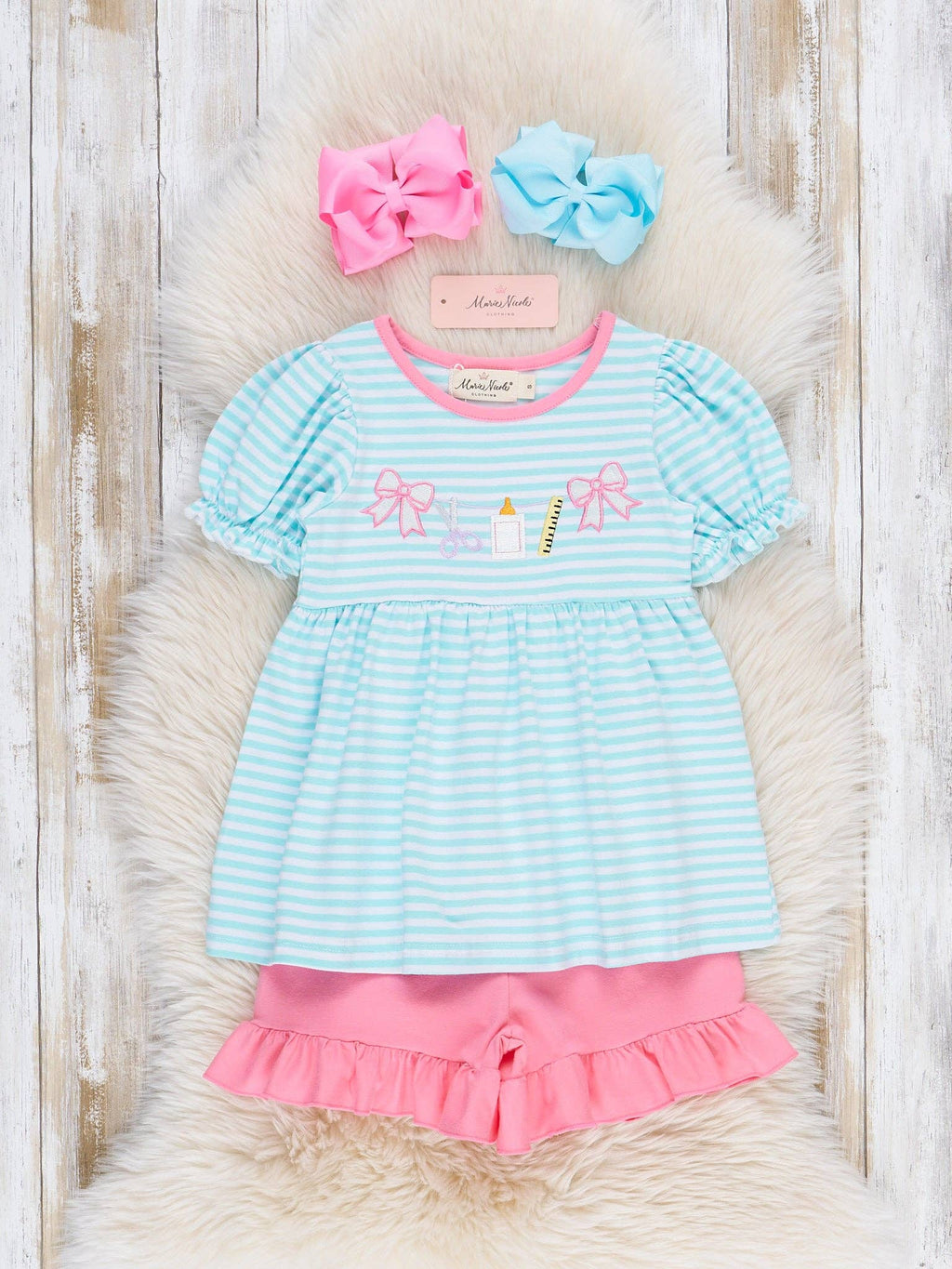 Classroom Bows Striped Cotton Ruffle Outfit