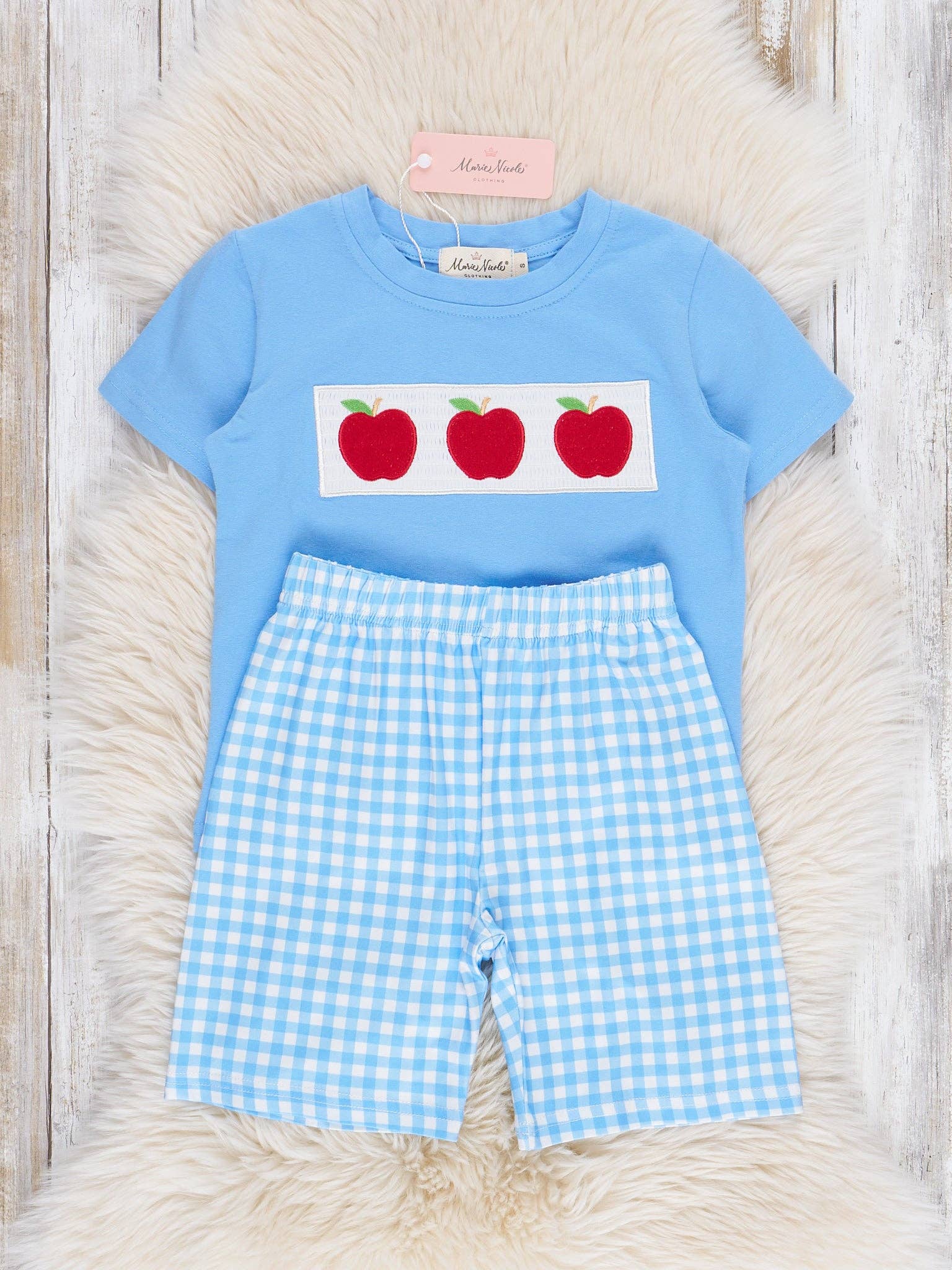 Smocked Apples Gingham Outfit