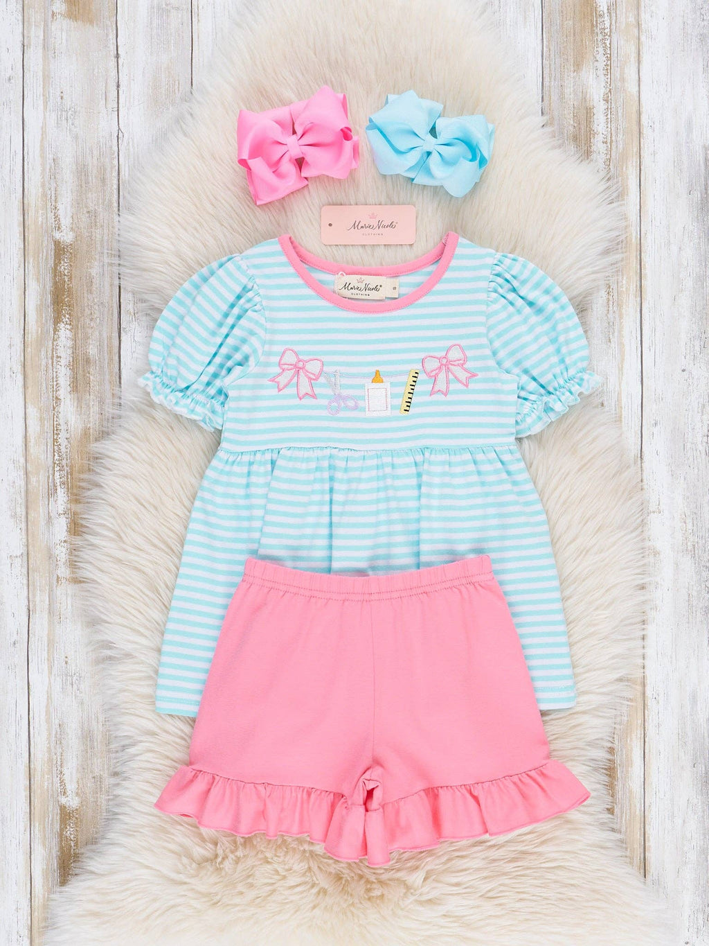 Classroom Bows Striped Cotton Ruffle Outfit