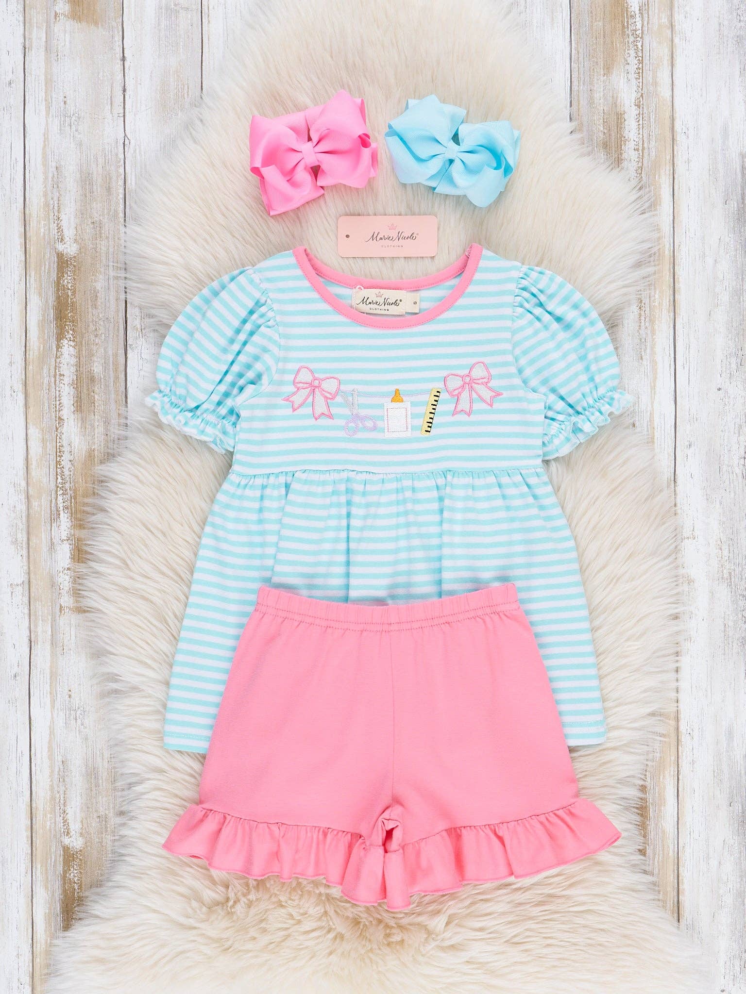 Classroom Bows Striped Cotton Ruffle Outfit