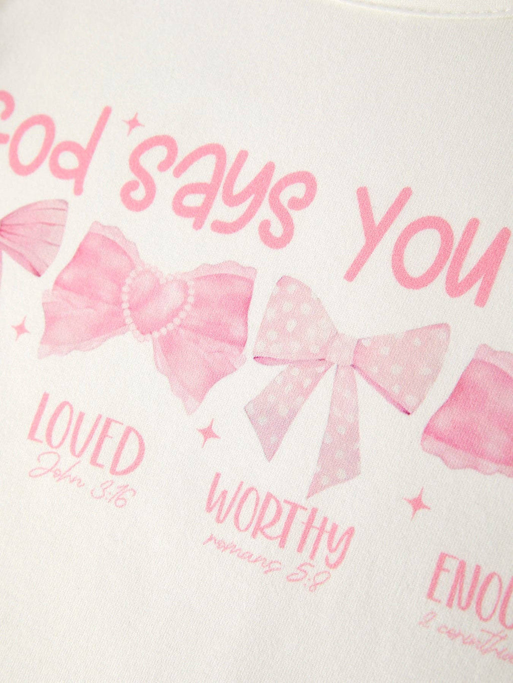 Girls Milk Silk Letters Bow Print Set: 3