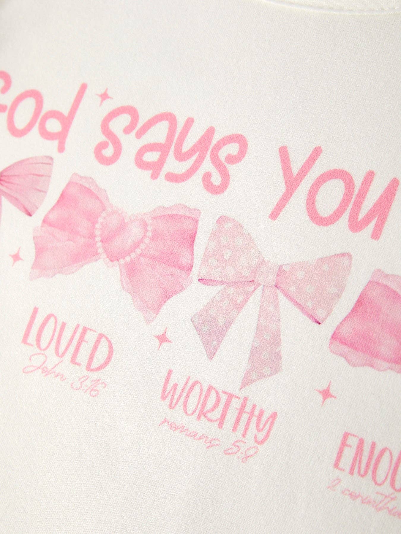 Girls Milk Silk Letters Bow Print Set: 3
