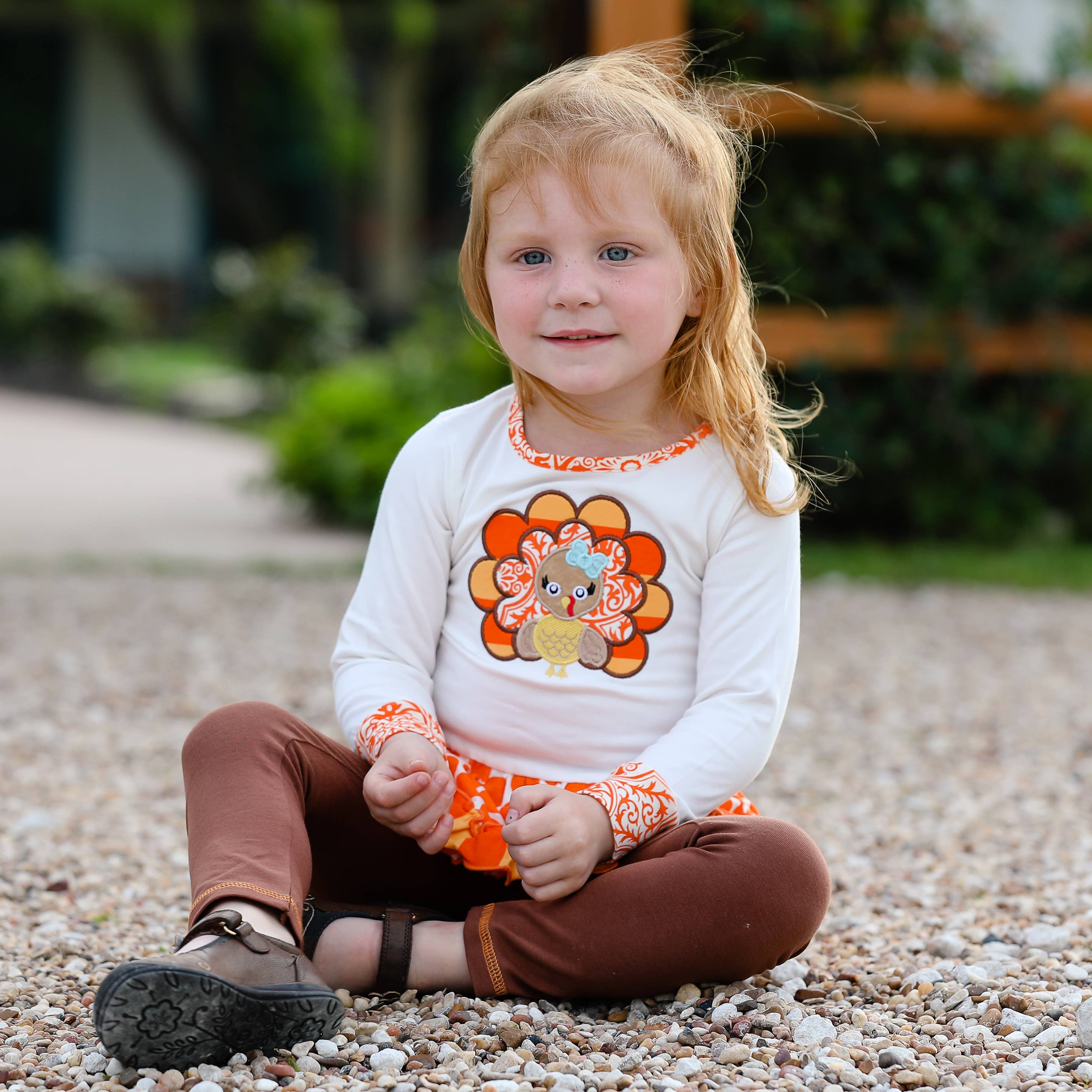 Girls Orange Thanksgiving Turkey Tunic & Leggings Clothing: 2-3T