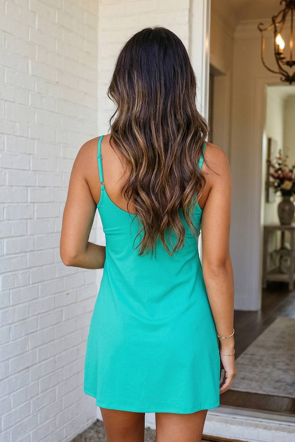 Solid Slim Tank Dress with Athletic Shorts Set