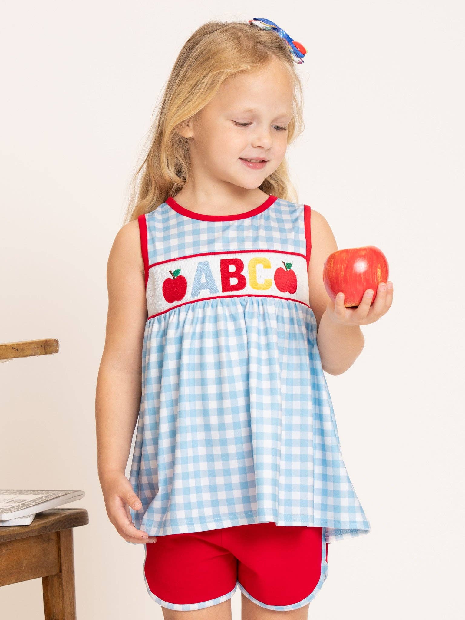 Smocked Alphabet Soup Gingham Outfit