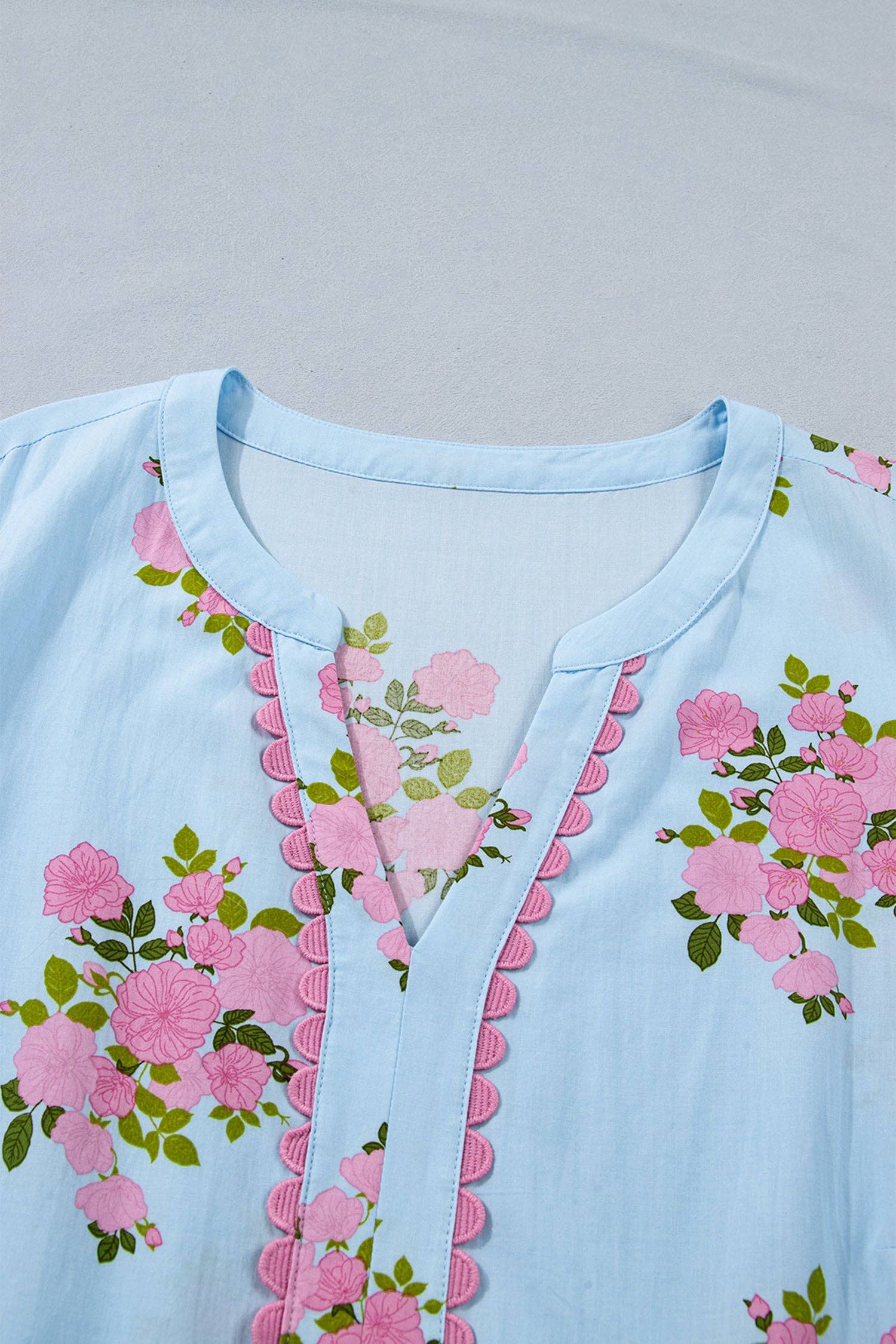 Plus Size Floral Scalloped Trim Maxi Dress