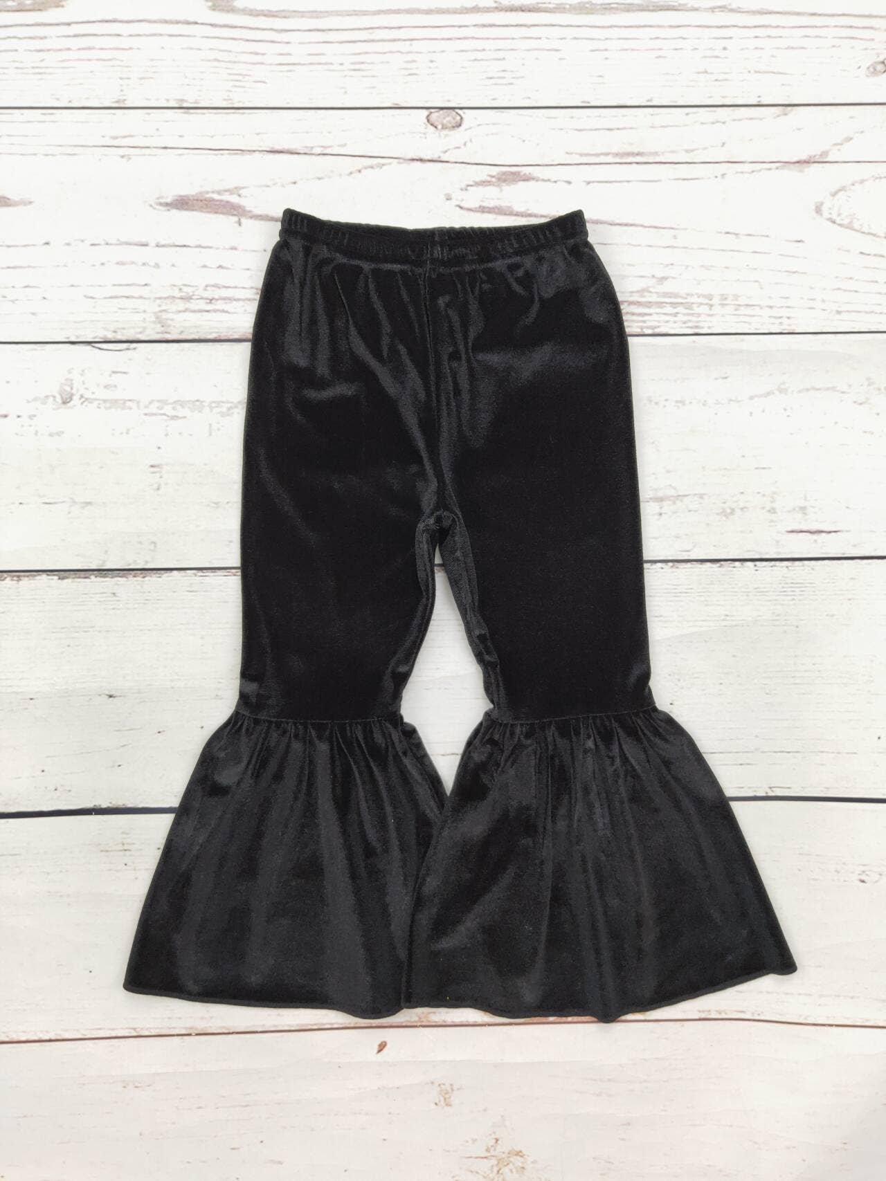 Kids Girls Black Velvet Pants: 4T