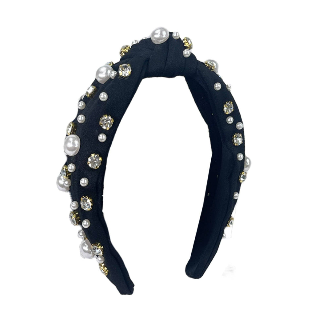Pearl Top Knot Headband Black