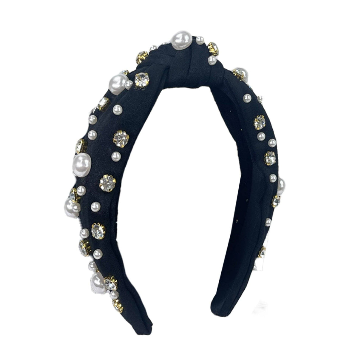 Pearl Top Knot Headband Black
