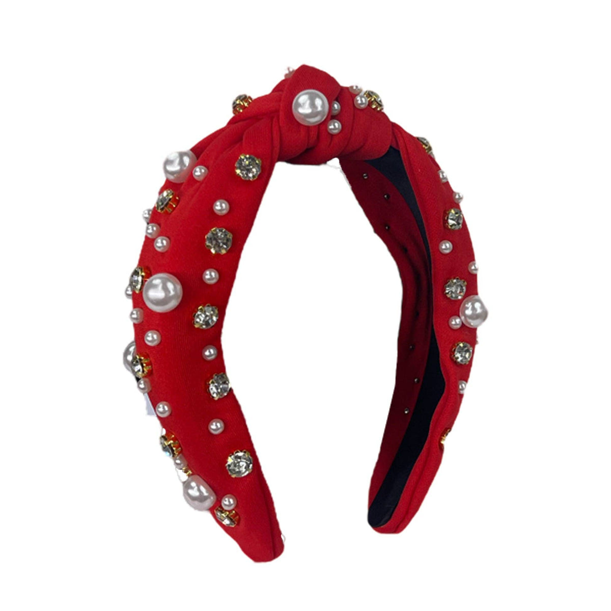 Pearl Top Knot Headband - Red