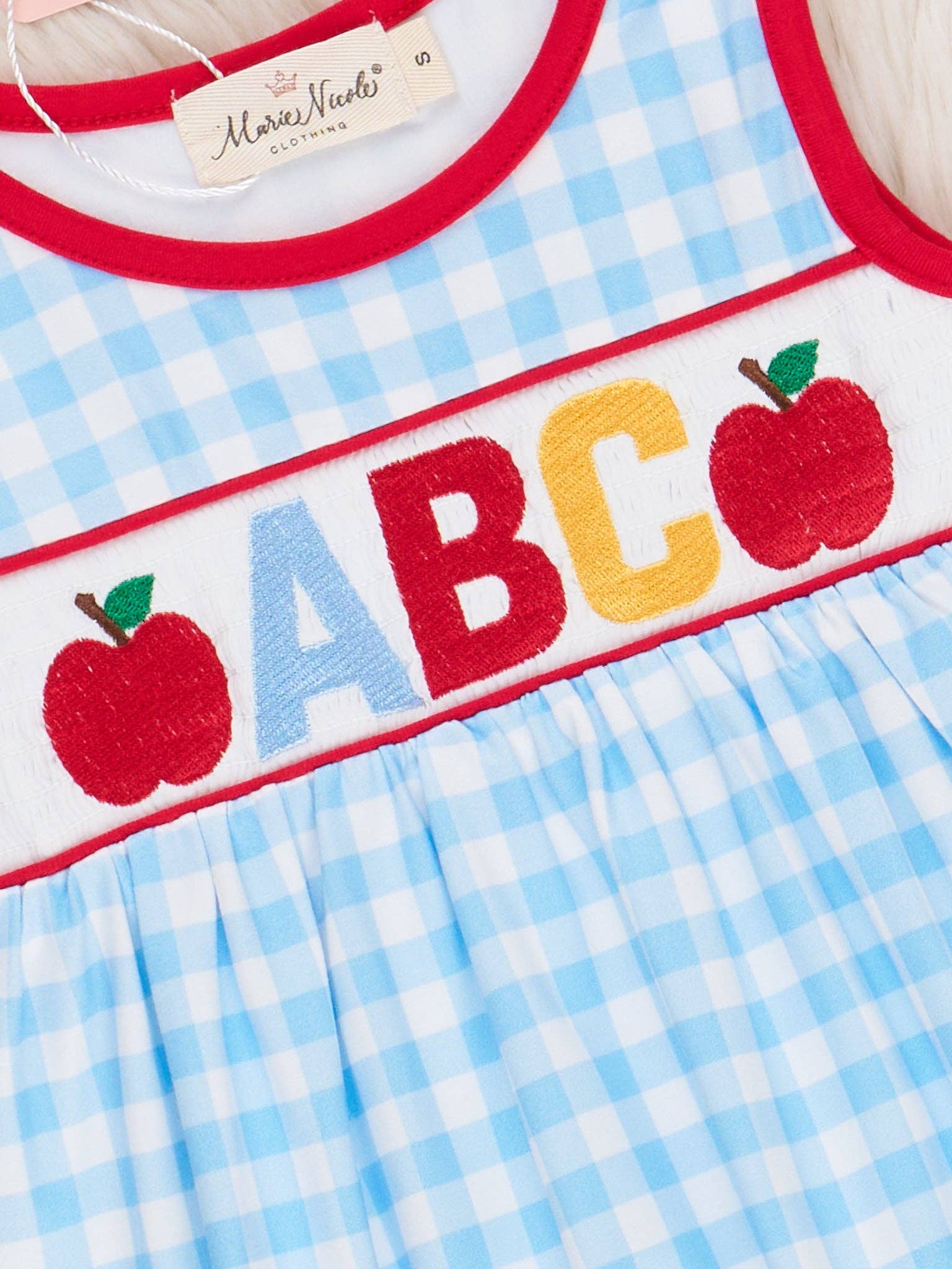 Smocked Alphabet Soup Gingham Outfit