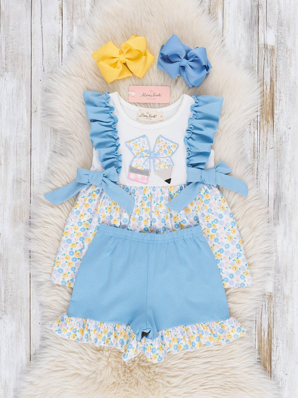 Ruffle Floral Bow Pencil Outfit